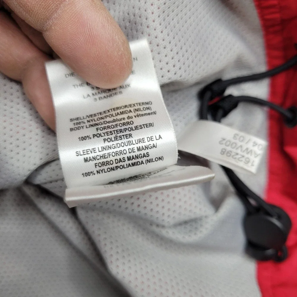 Vintage Adidas Jacket Mens Large Red Full Zip Track 3 Stripes‎ Windbreaker 2000s